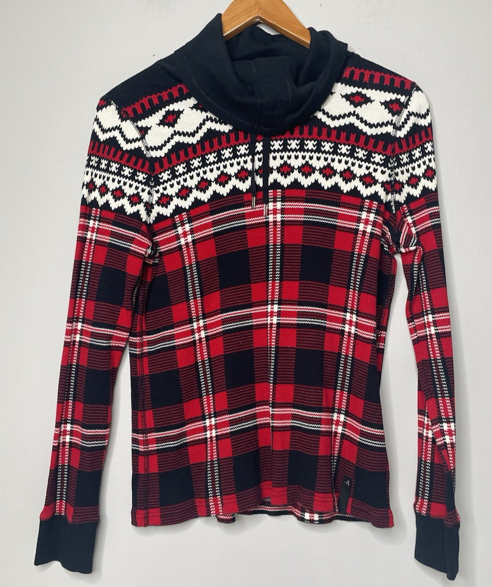 Lauren Ralph Lauren Active Women’s L Plaid Fair Isle Cowl Neck Pullover Sweater